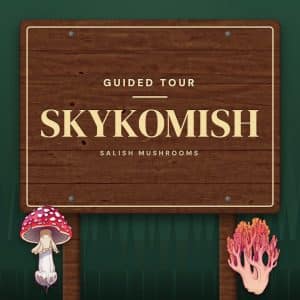 Trail sign reading “Skykomish” — guided mushroom tour with Salish Mushrooms